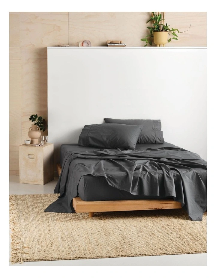Vienna 300TC Cotton Percale Fitted Sheet 50cm Depth In Charcoal image 2