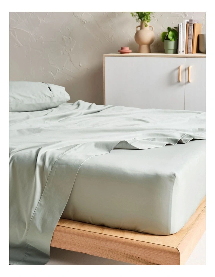 Augusta 500TC Cotton Sateen Sheet Set In Green Gum image 3
