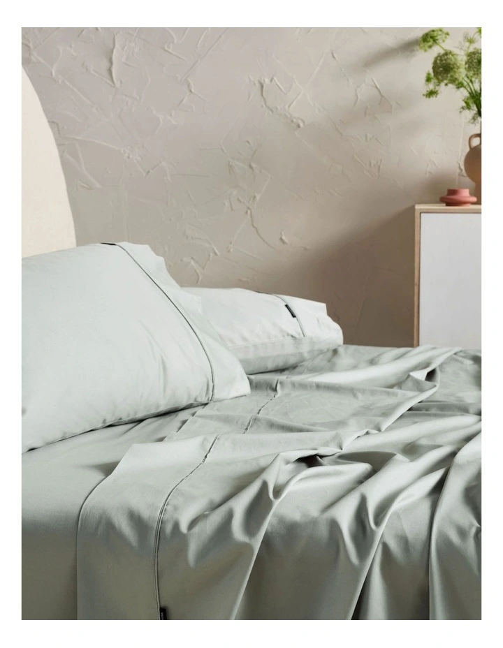 Augusta 500TC Cotton Sateen Flat Sheets in Green Gum image 1
