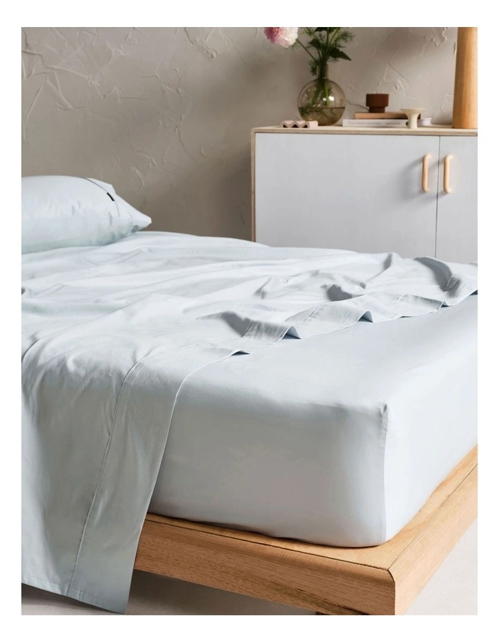 Augusta 500TC Cotton Sateen Flat Sheets in Pale Blue image 1