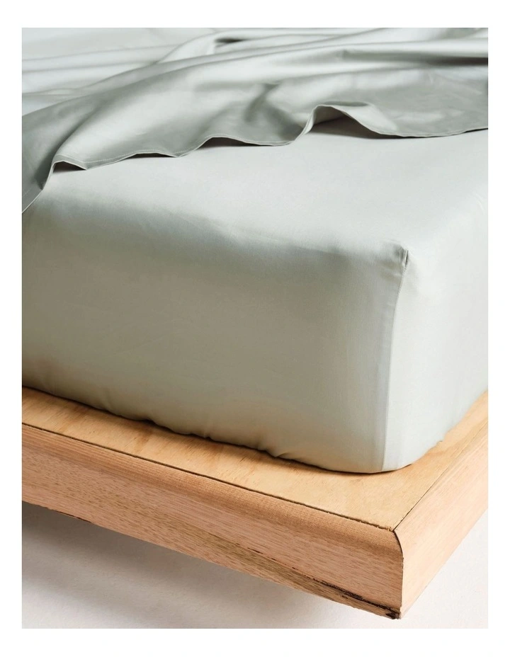 Augusta 500TC Cotton Sateen Fitted Sheets In Green Gum image 1