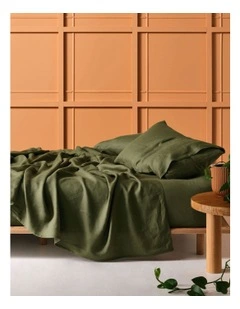 Nimes Washed European Sheet Set in Moss