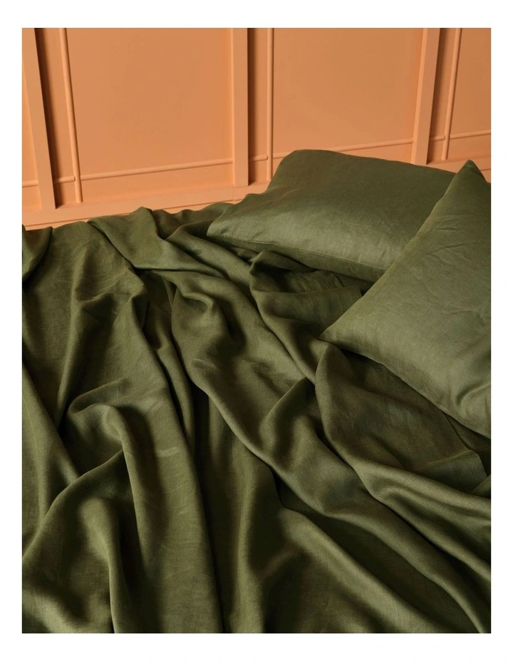 Nimes Washed European Sheet Set in Moss image 2