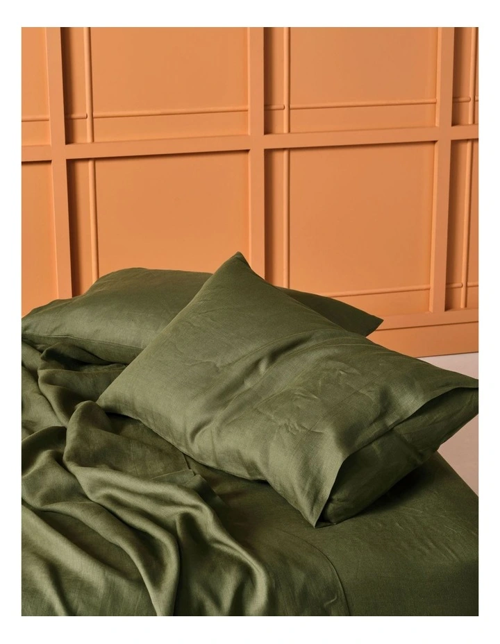 Nimes Washed European Sheet Set in Moss image 3