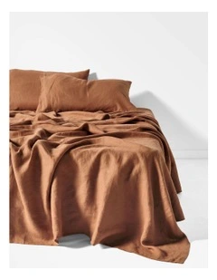 Nimes Washed European Linen Sheet Set In Cinnamon