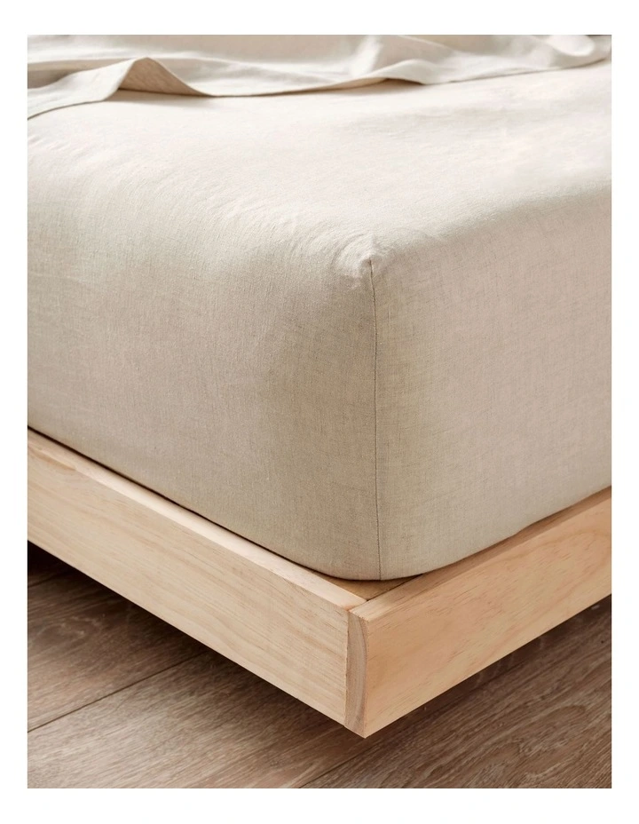 Nimes Washed European Linen Fitted Sheet in Natural image 1