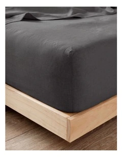 Nimes Washed European Linen Fitted Sheet in Magnet