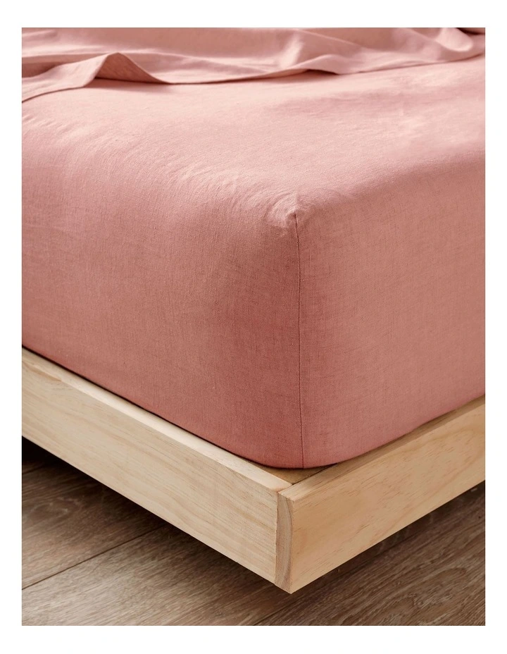 Nimes Washed European Linen Fitted Sheet in Rosette image 1