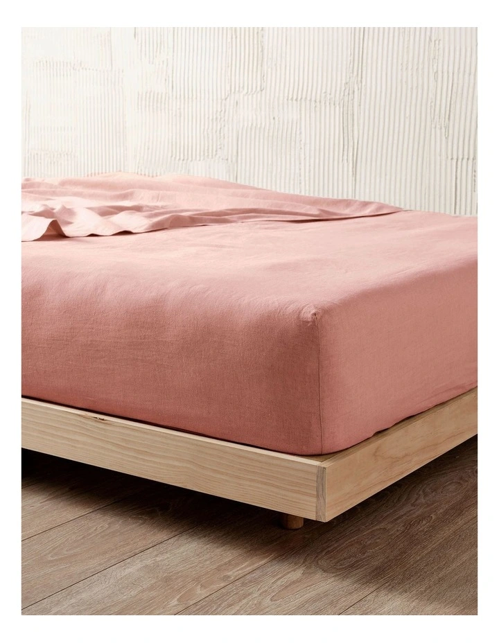 Nimes Washed European Linen Fitted Sheet in Rosette image 2