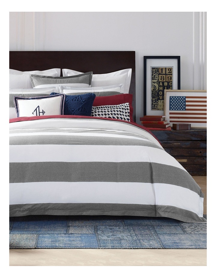 Tommy Hilfiger Cabana Stripe Quilt Cover Set In Grey Myer Cabana Stripe Quilt Cover Set In Grey Image 1