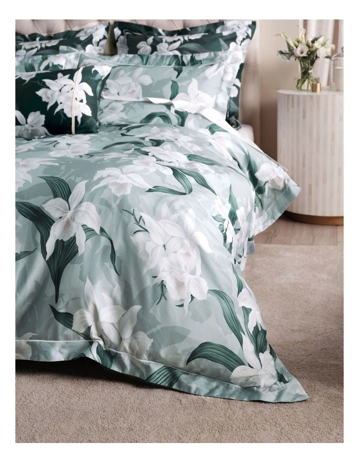 Cattleya Quilt Cover Set Aqua