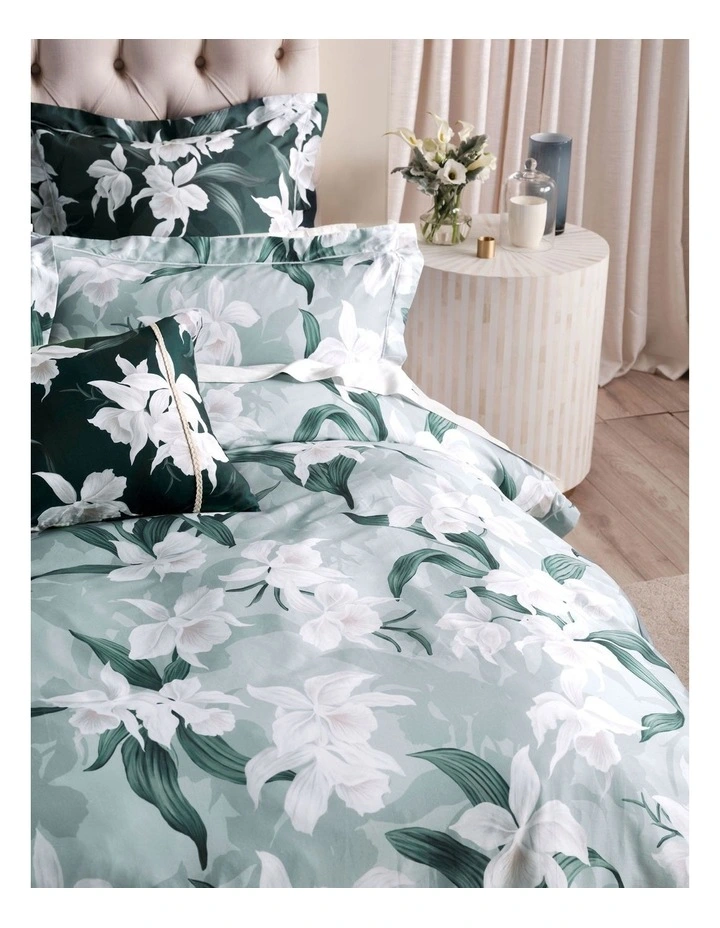 Cattleya Quilt Cover Set Aqua