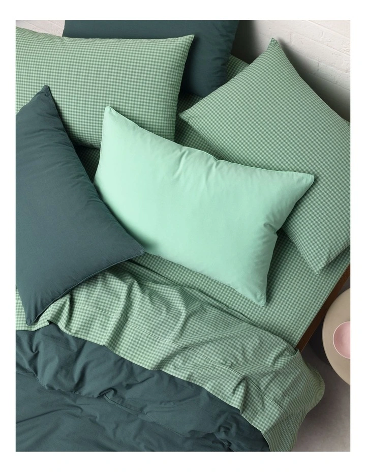 Stonewashed Cotton Sheet Set in Green Gingham image 2