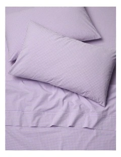 Stonewashed Cotton Sheet Set in Lilac Gingham