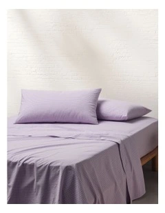 Stonewashed Cotton Sheet Set in Lilac Gingham