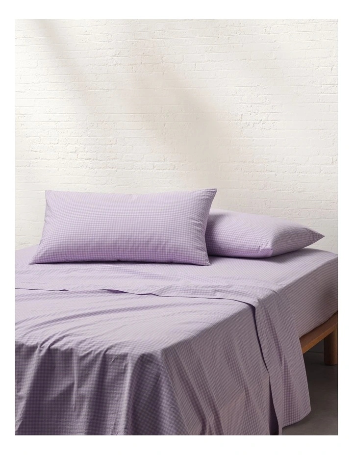 Stonewashed Cotton Sheet Set in Lilac Gingham image 1