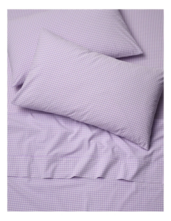 Stonewashed Cotton Sheet Set in Lilac Gingham image 3