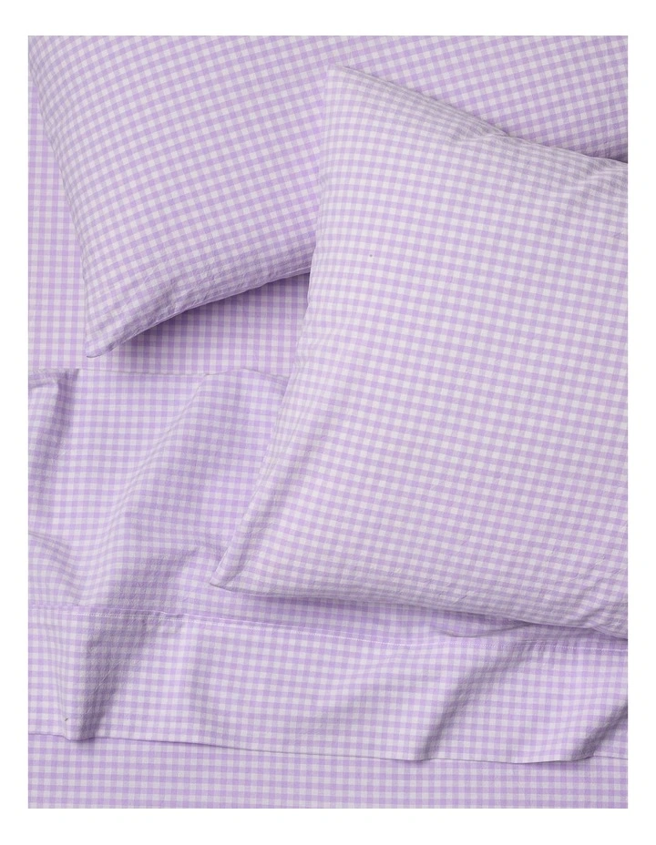 Stonewashed Cotton Sheet Set in Lilac Gingham image 4