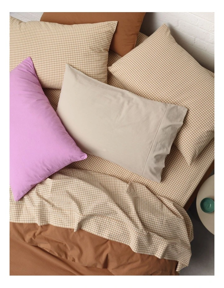 Stonewashed Cotton Sheet Set in Soft Caramel Gingham image 2