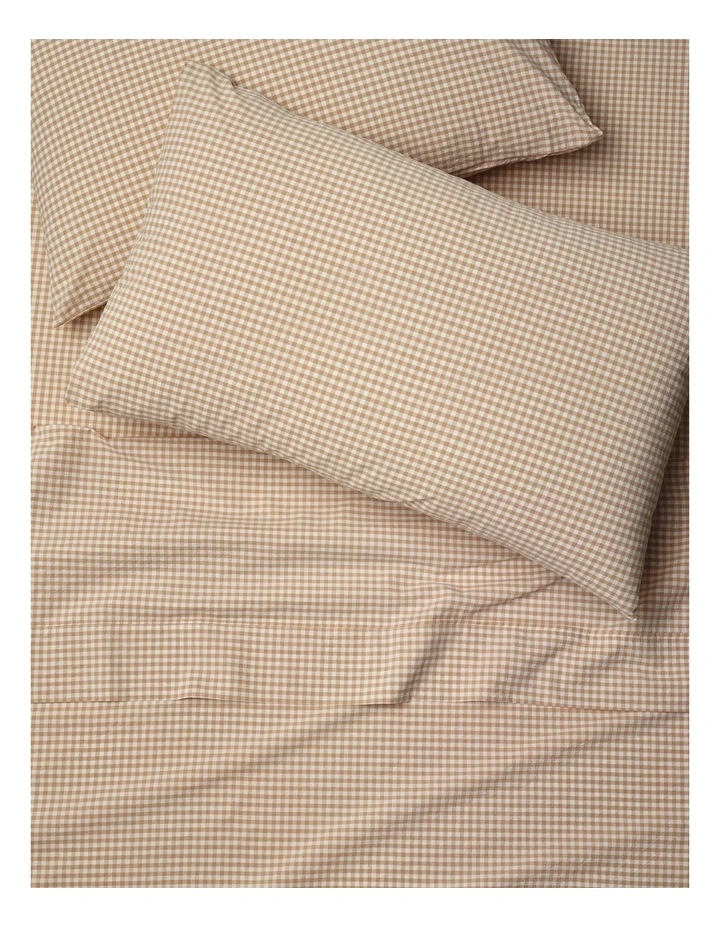 Stonewashed Cotton Sheet Set in Soft Caramel Gingham image 3