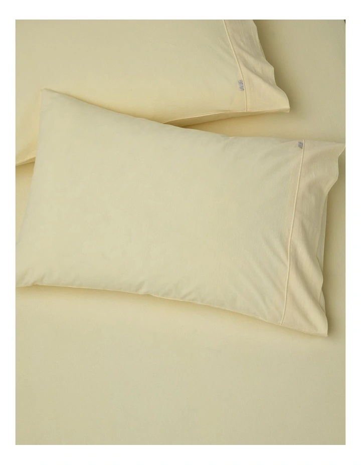 Stonewashed Cotton Pillowcase Pair in Lemon image 1