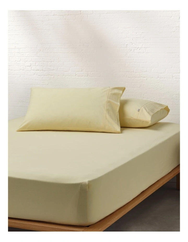 Stonewashed Cotton Pillowcase Pair in Lemon image 2