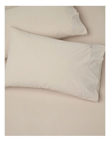 Stonewashed Cotton Pillowcase Pair in Biscuit