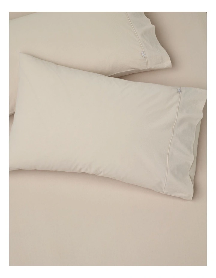 Stonewashed Cotton Pillowcase Pair in Biscuit image 1