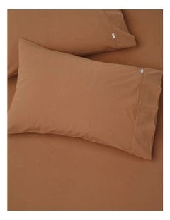 Stonewashed Cotton Pillowcase Pair in Caramel