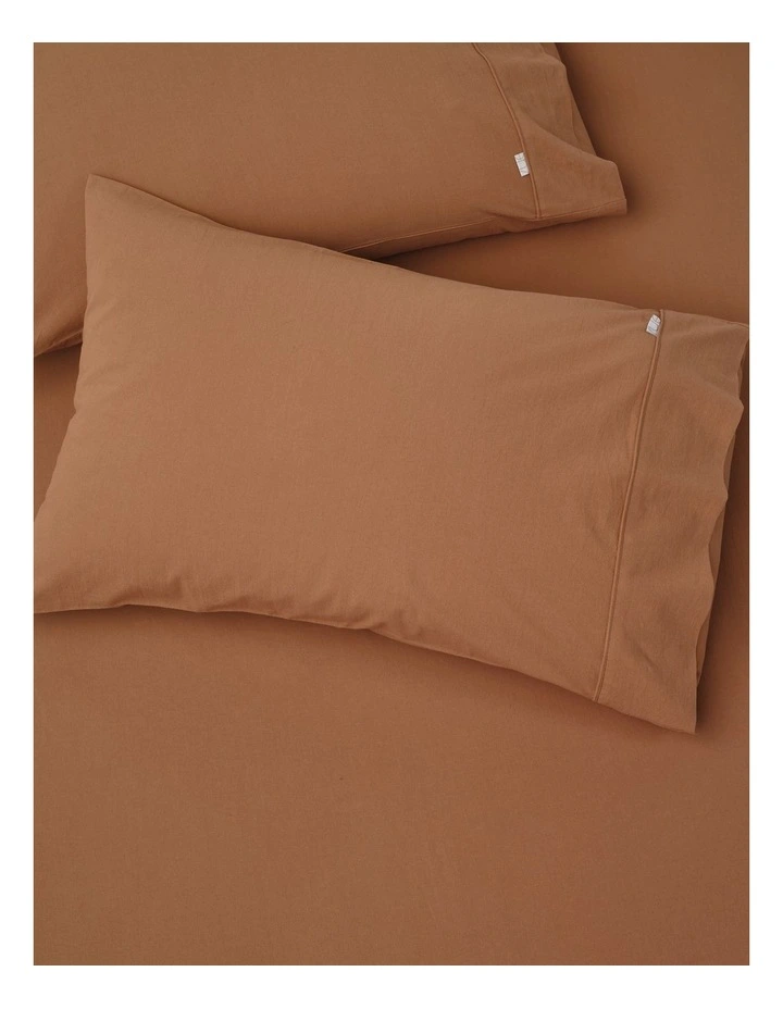 Stonewashed Cotton Pillowcase Pair in Caramel image 1