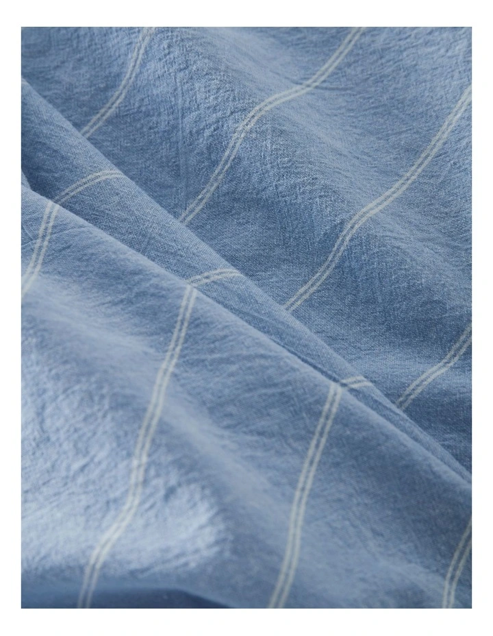 Stonewashed Cotton Sheet Set in Azure Stripe image 3