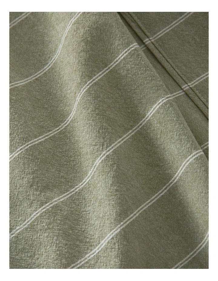 Stonewashed Cotton Sheet Set in Olive Stripe image 3