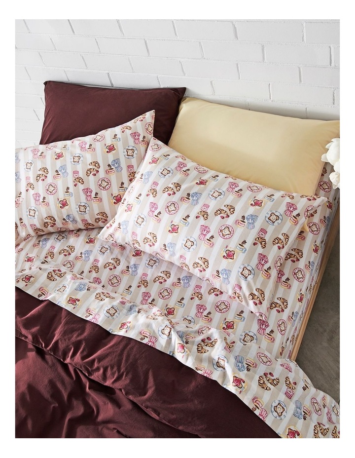 Breakfast in Bed Flannelette Sheet Set in Berry image 1