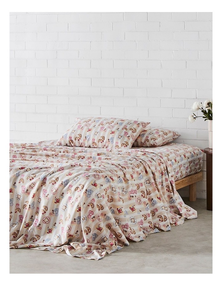 Breakfast in Bed Flannelette Sheet Set in Berry image 3