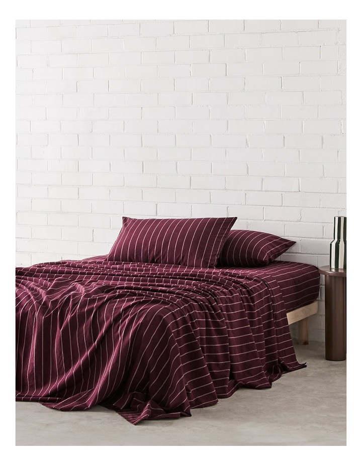Stonewashed Cotton Sheet Set in Black Cherry Stripe image 1