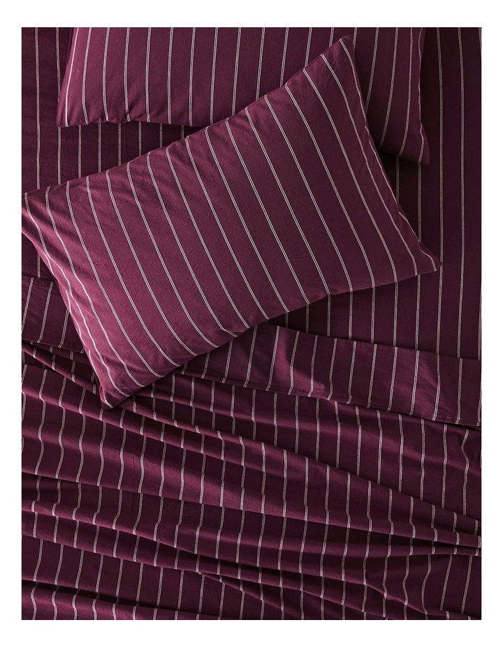 Stonewashed Cotton Sheet Set in Black Cherry Stripe image 2