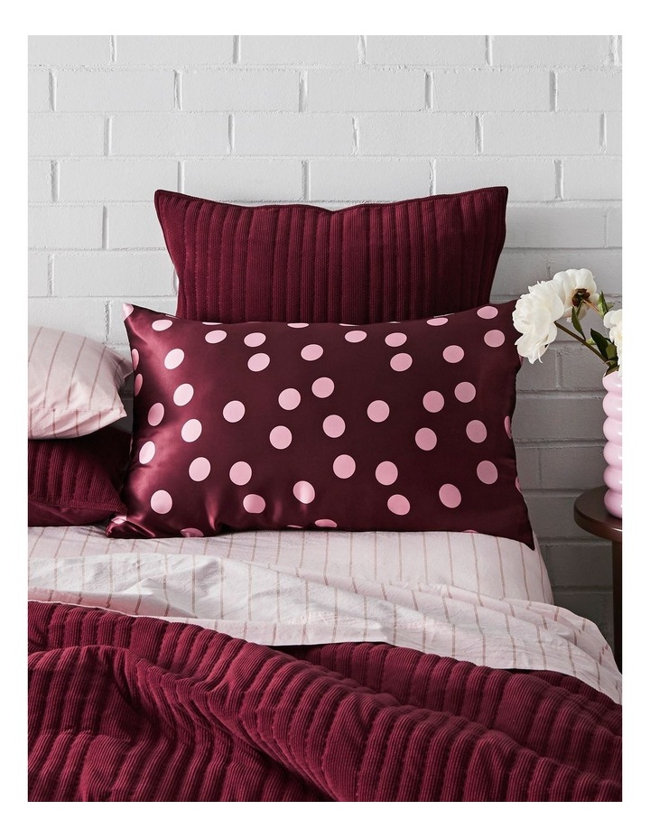 Silk Front Pillowcase in Burgundy Polka Dot image 1