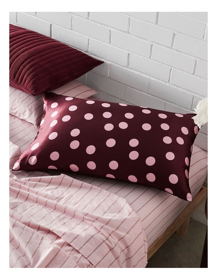 Silk Front Pillowcase in Burgundy Polka Dot image 2