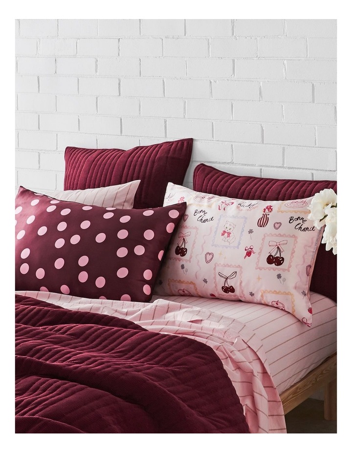 Silk Front Pillowcase in Burgundy Polka Dot image 3