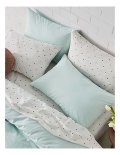 Stonewashed Cotton Sheet Set in White Chocolate Polka Dot