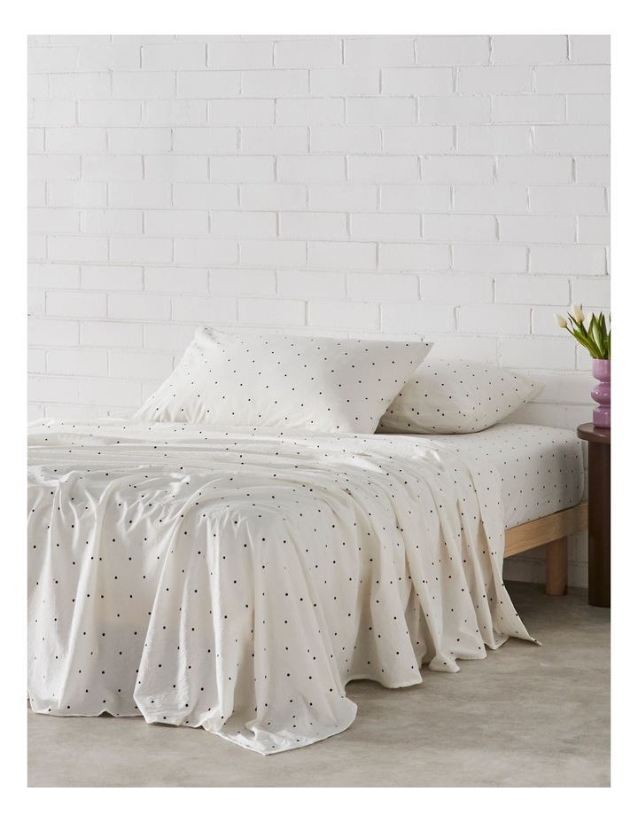 Stonewashed Cotton Sheet Set in White Chocolate Polka Dot image 3