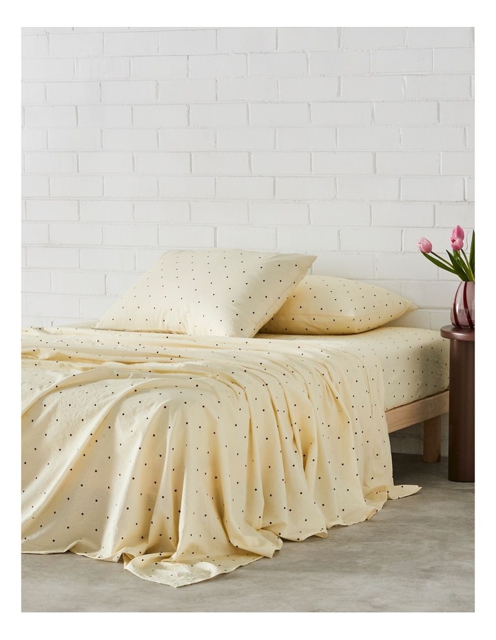 Stonewashed Cotton Sheet Set in Lemon Chocolate Polka Dot image 3