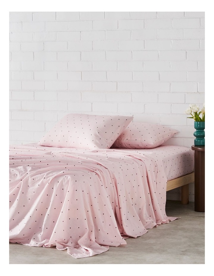 Stonewashed Cotton Sheet Set in Pink Burgundy Polka Dot image 3
