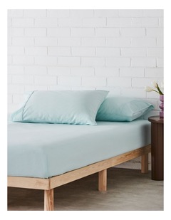 Stonewashed Cotton Fitted Sheet in Saltwater