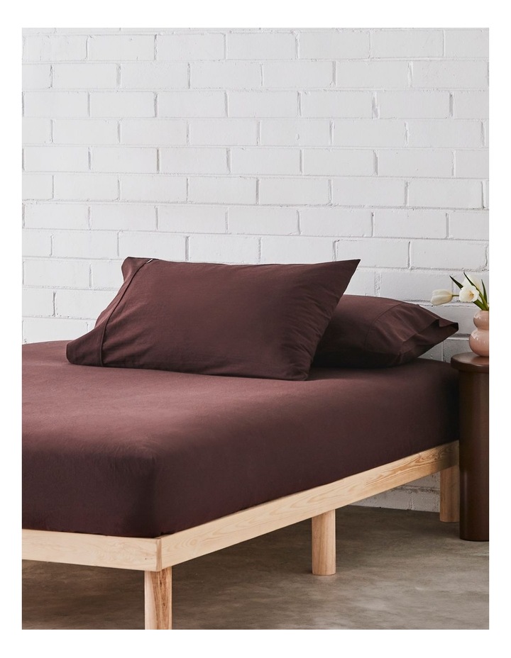 Stonewashed Cotton Pillowcase Pair in Bitter Chocolate image 2
