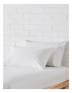 Stonewashed Cotton Pillowcase Pair in White