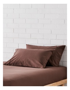 Stonewashed Cotton Pillowcase Pair in Milk Chocolate