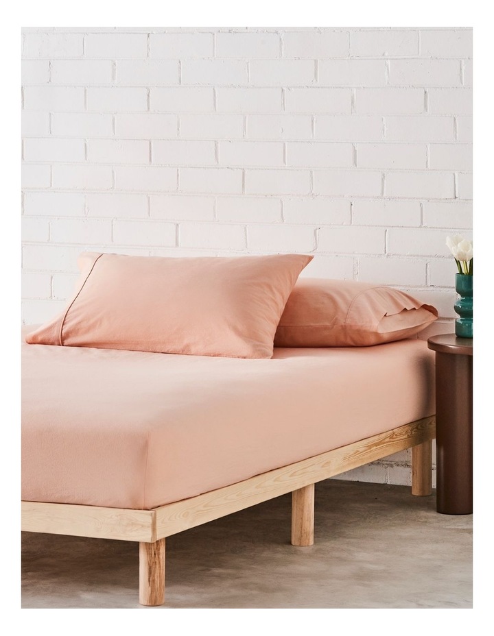 Stonewashed Cotton Pillowcase Pair in Peach image 2