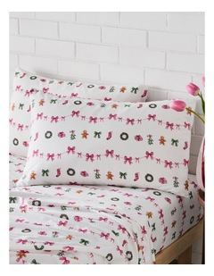 Christmas Cotton Blend CVC Sheet Set in Gingerbread Bow