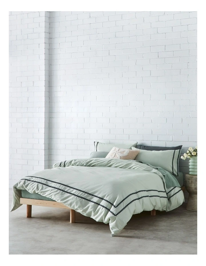 Zuri Cotton Quilt Cover Set in Mint image 1